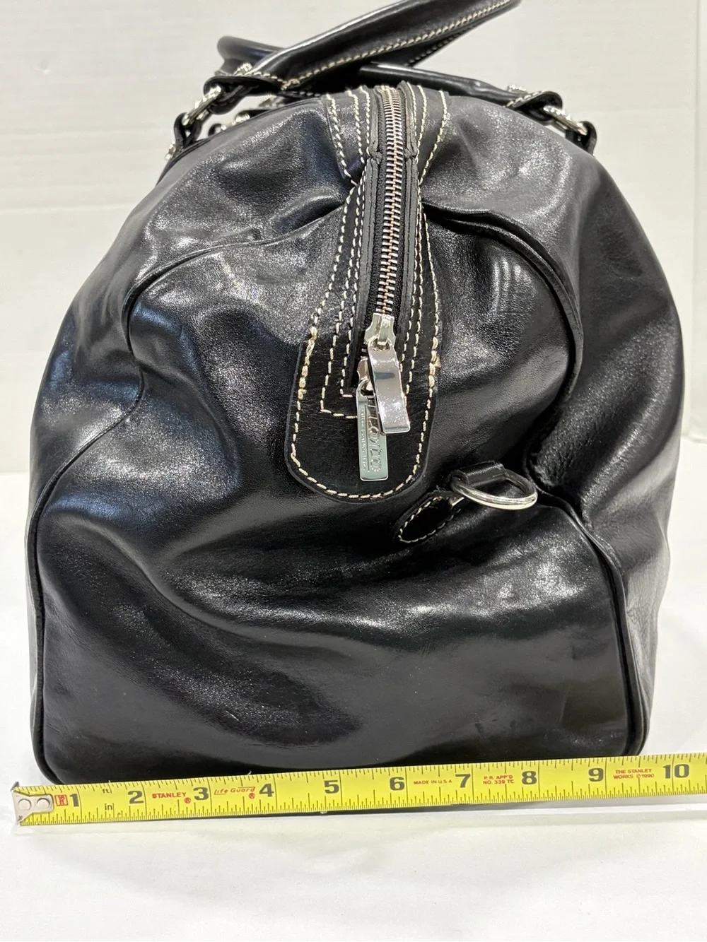Floto Venezia Italian Leather Duffle Bag Handmade in Italy Black Travel Carry On